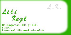 lili kegl business card